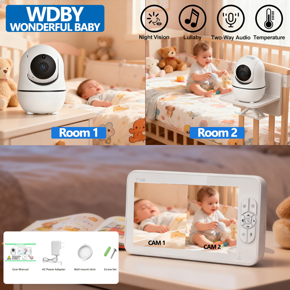 Zoom Audio Music - 7.0 Inch HD Video Baby Monitor
