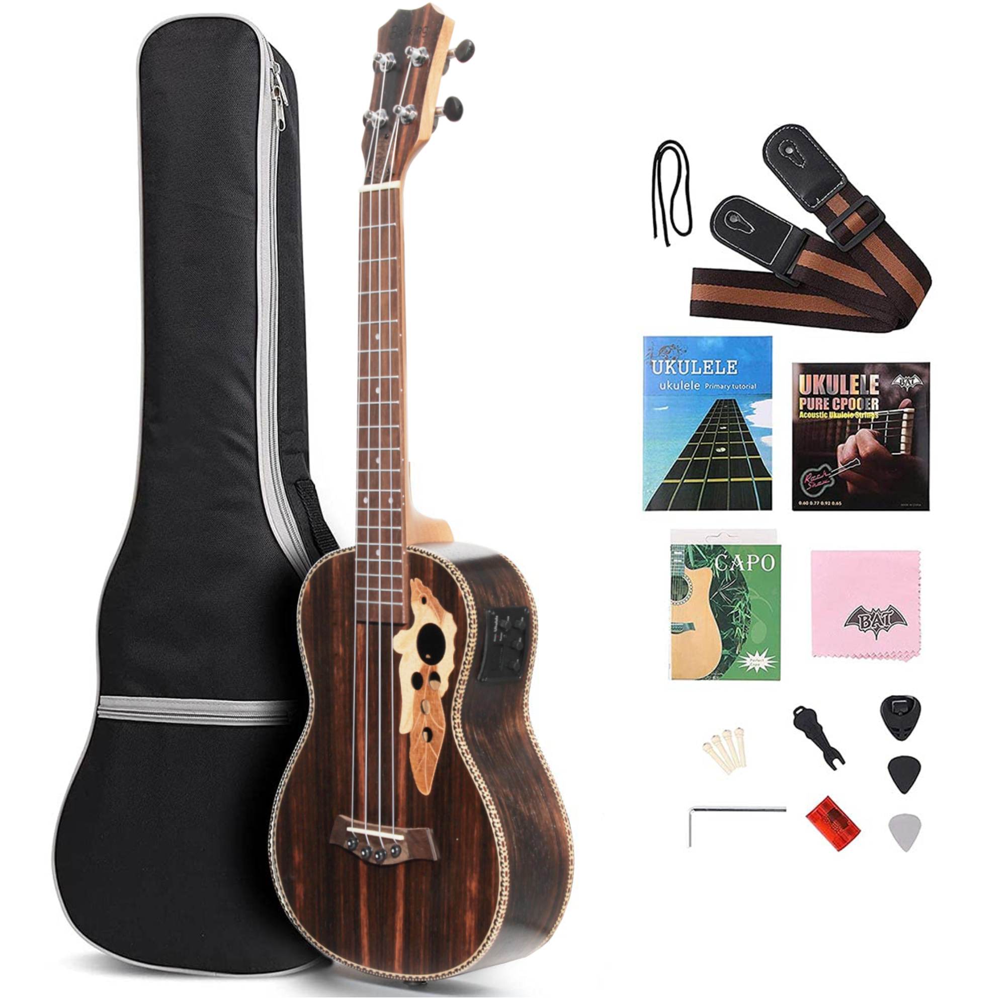 Batking Tenor Ukulele for Left - đánh giá và giá Ukulele Beginner Kit