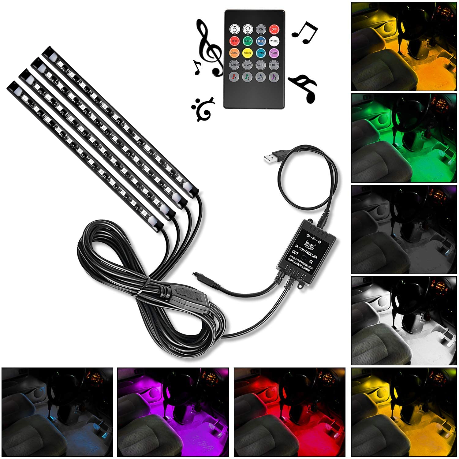 4PCS USB Interior Lights Multi - đánh giá và giá Audio Music Light