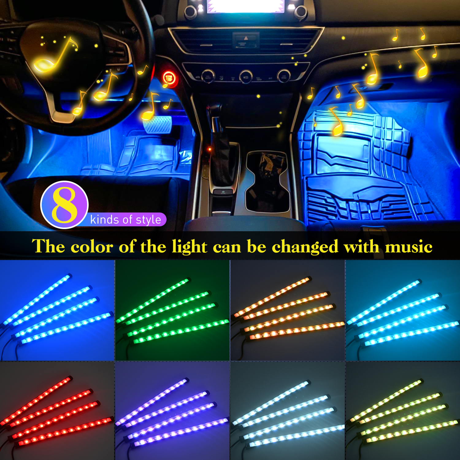4PCS USB Interior Lights Multi - đánh giá và giá Audio Music Light