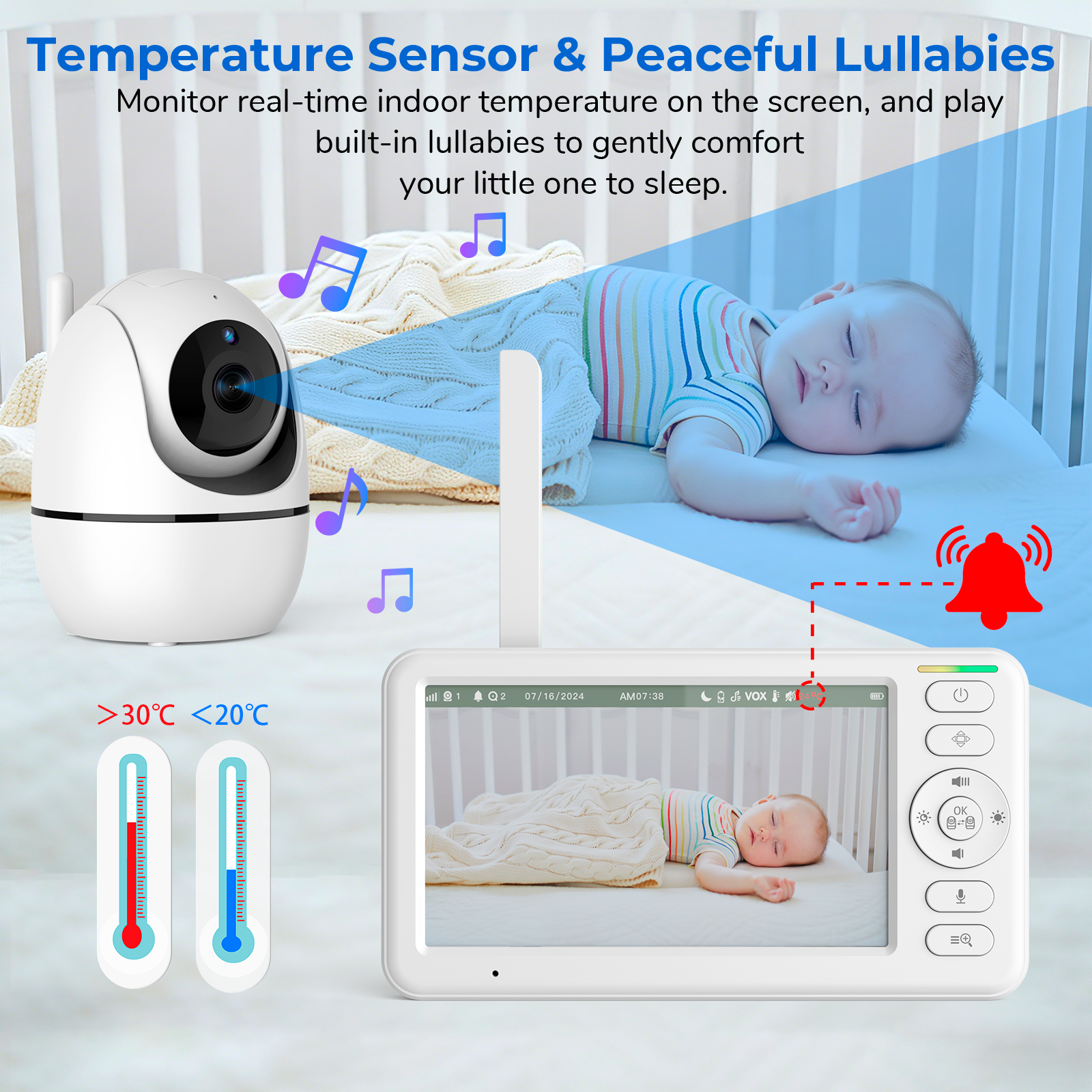 5 Inch Baby Monitor with PTZ C - đánh giá và giá Zoom Audio Music