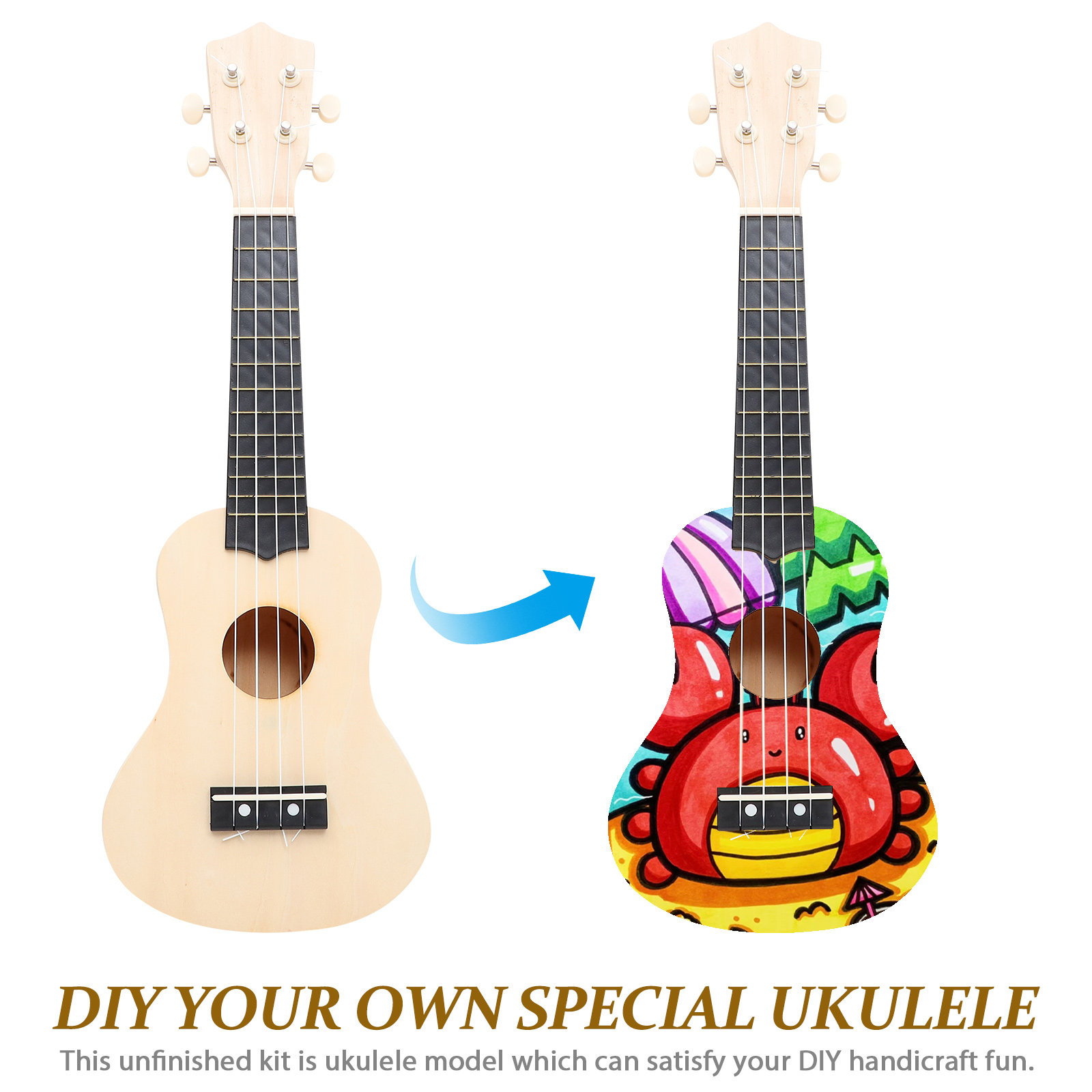 1Set DIY Ukulele Kit Unpainted - đánh giá và giá Ukulele Beginner Kit