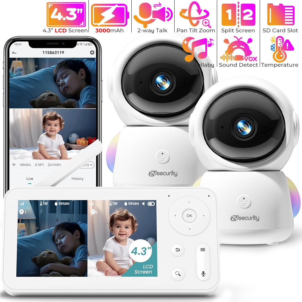 2K Baby Monitor with 2 Cameras - đánh giá và giá Audio Music Light