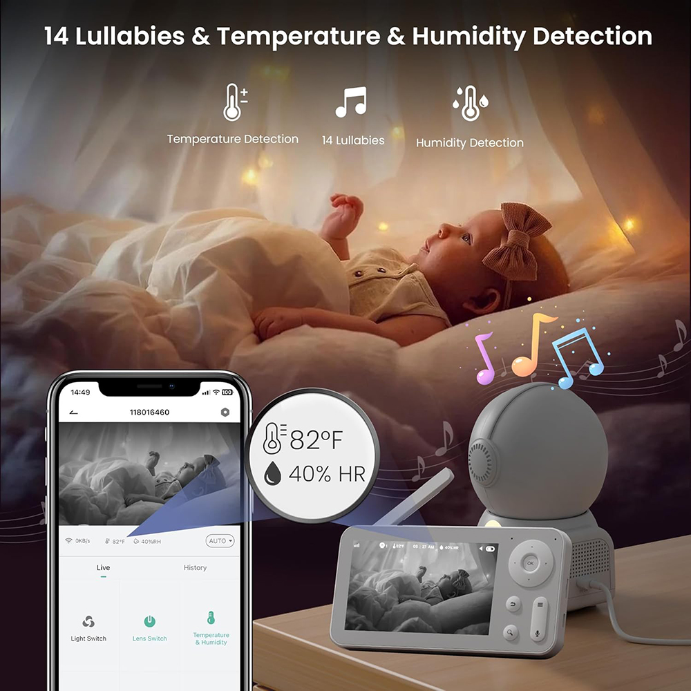 2K Baby Monitor with 2 Cameras - đánh giá và giá Audio Music Light